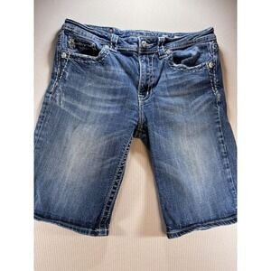 Miss Me Women's Denim Boyfriend Bermuda Shorts 30 (34X11) Blue Jeans Embellished